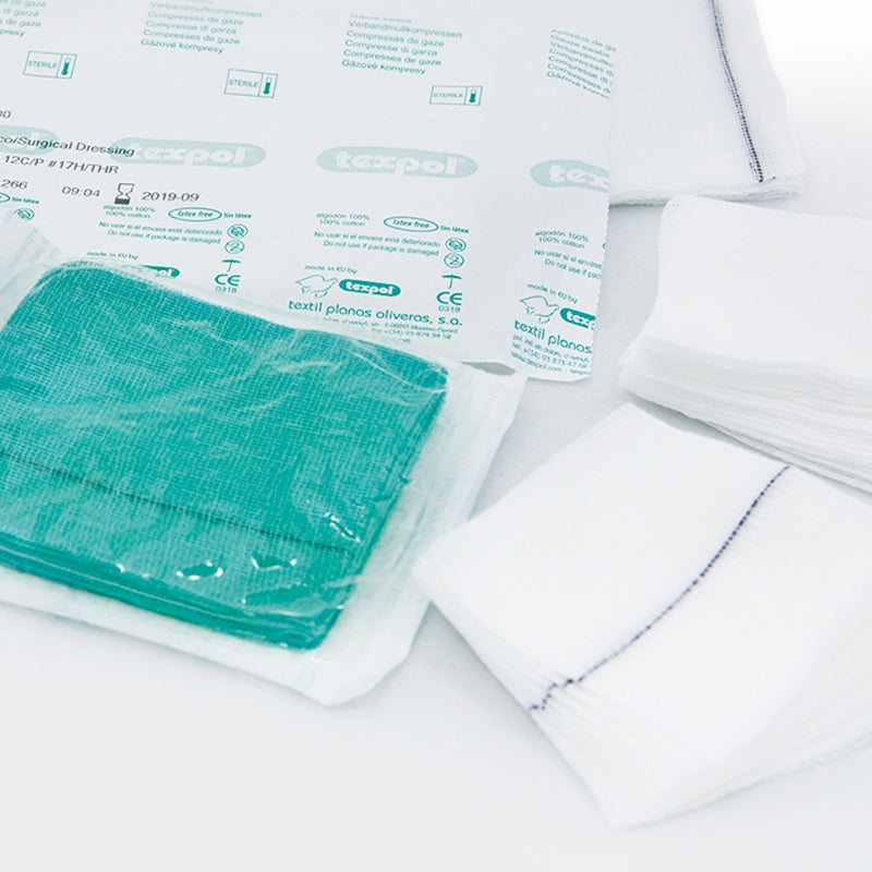 Compresses sterile din tifon Texpla, 100% bumbac, pentru pansamente