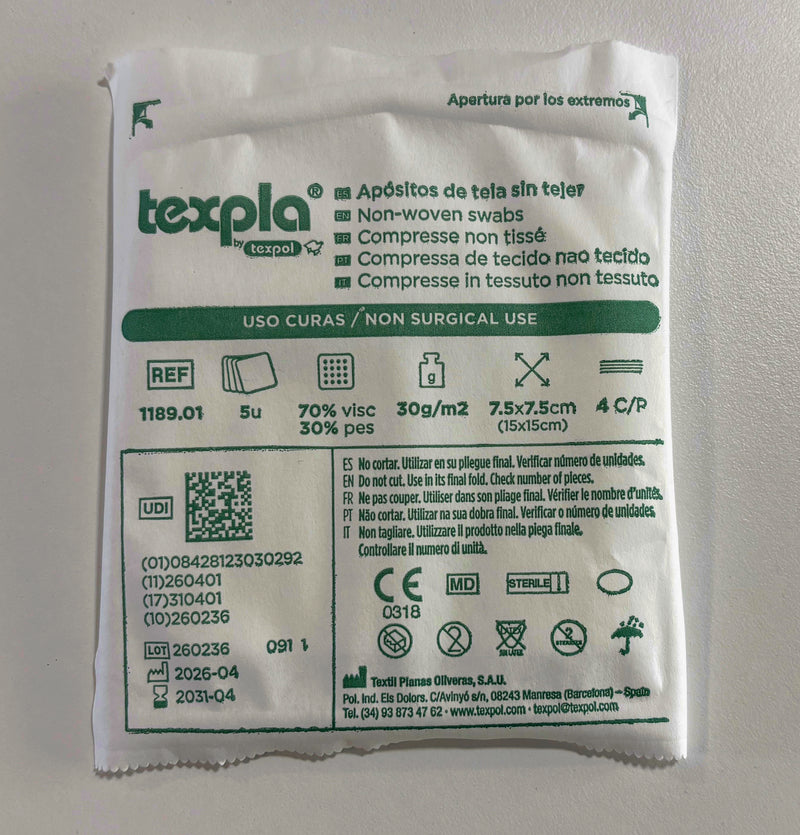 Comprese sterile nețesute Texpla din viscoză și poliester
